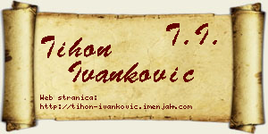 Tihon Ivanković vizit kartica
